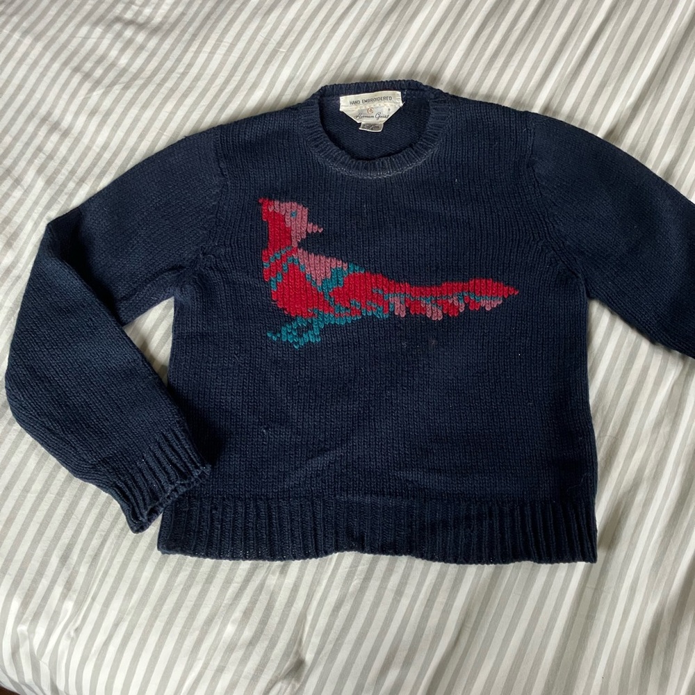 Vintage Wool Embroidered Bird Sweater